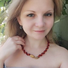 Collana serpente arancione perline ceche cristallo perle rosse donna ragazza vintage fatta a mano