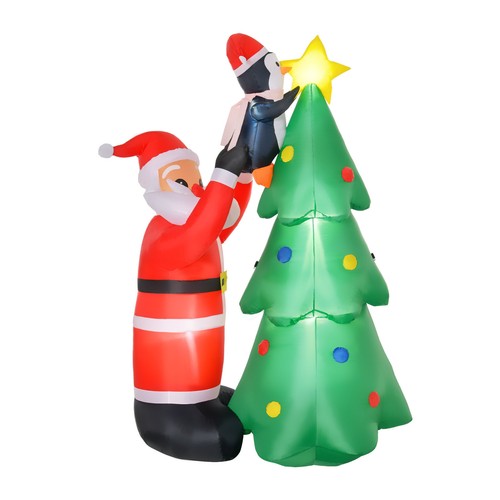 Homcom babbo natale - natale, gonfiabile