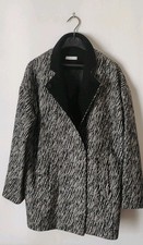 Cappotto Donna Misto Lana marca Promod Taglia 42 Nero E Bianco