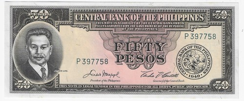 Philippines pesos 1949 - philippines, 50