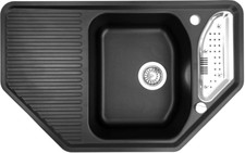 Lavello da incasso in granito Teka nero carbonio lavello angolare con Excenter Texina 45 E-TG