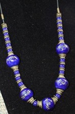 Collana Vintage In Vetro Blu