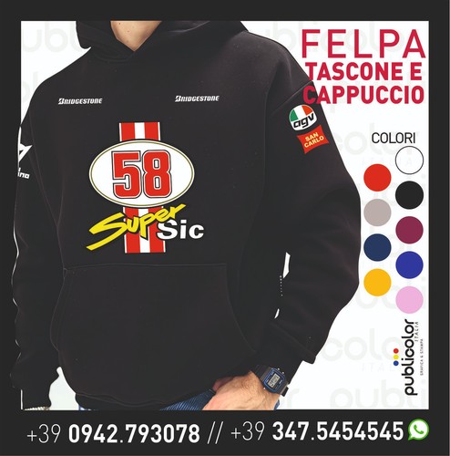 Felpa cappuccio tascone stampa - cappuccio,