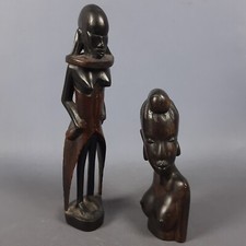 Statue Ebano Arte Africana Tribale Sculture Donne Legno Intagliato Vintage 1950
