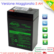 BATTERIA 6V 5A * VERSIONE POTENZIATA * 5A * SOSTITUISCE 6V 4A 4,5A 4,2A 4 ah 4,5