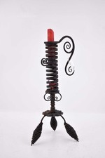 PORTACANDELA IN Ferro Battuto A Spirale H 33 Cm