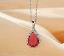 Collana ciondolo autentico rubino naturale con GARANZIA argento 925 NUOVA