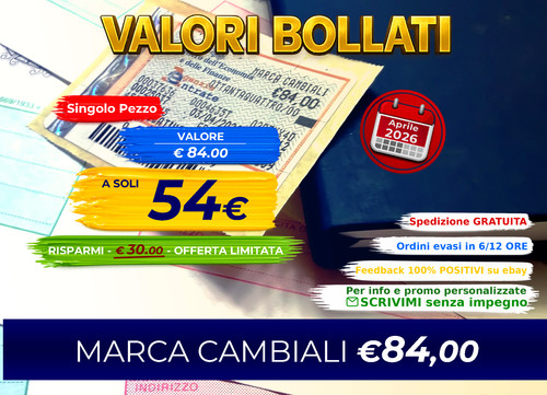 Marca cambiali - €84,00, –