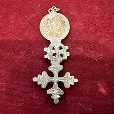 CROCE COPTA ETIOPIA ANNI 30 CON MONETA DA 1 GERSH IN Ag