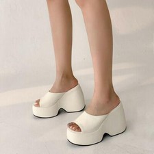 Pantofole plateau donna sandali tacco alto grosso punta aperta casual scarpe creeper