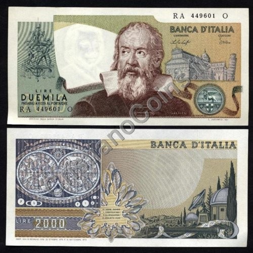2000 lire galileo 1976 - lire, 22.10.