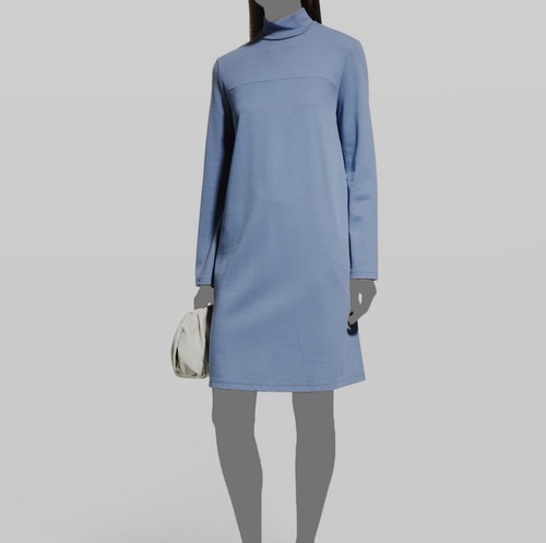Abito donna blu tubo collo