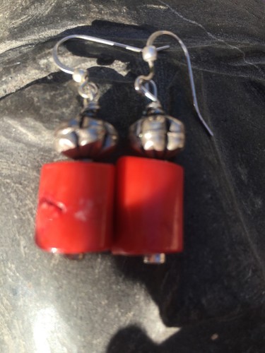 Argento 925 orecchini corallo - argento,