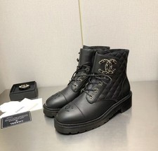 Bottes Combat Chanel Noir Cuir
