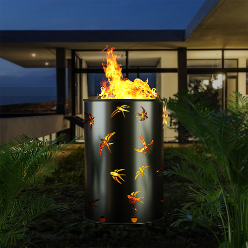 Bidone fuoco rondini idea - bidone,