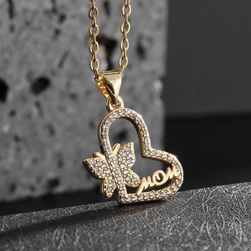Collana cuore farfalla - , mamma