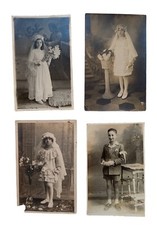*HH* Lotto 5 Cartoline Foto Antiche Fotografie Prima Comunione Religione Bambini
