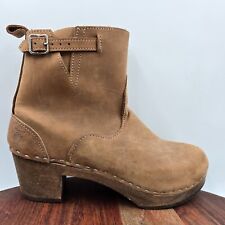 Stivali Sandgrens Manhattan donna 42/11 marrone nabuk plateau zoccoli tacco legno