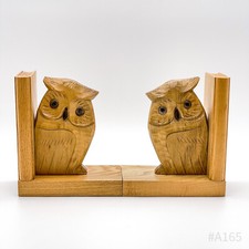 Vintage Supporto Rubrica Legno Intagliato " Gufo “Handarbeit - 2 Pezzi 13,5x16cm