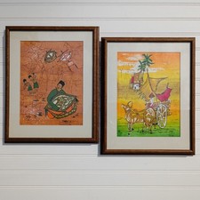 Quadri batik asiatici su seta