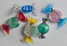 Set di 5 caramelle in vetro di Murano realizzate a mano anni 70