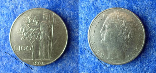 Italia 100 lire - minerva, 1961
