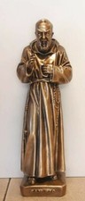 STATUA DI SAN PADRE PIO CM 60 IN RESINA DECORO BRONZO ANTICATO