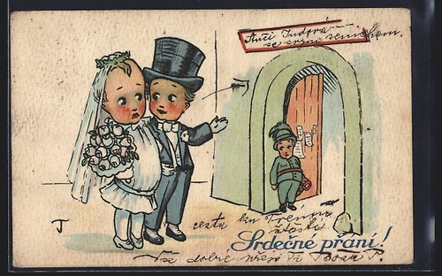 Cartolina coppia sposi - cartolina,