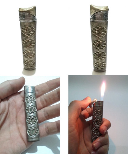 Accendino gas butano argento - accendino,