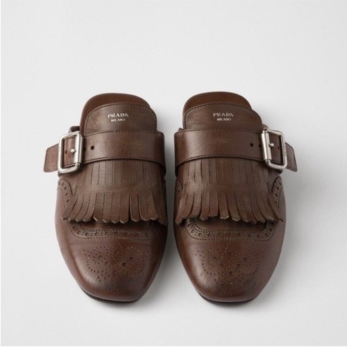Prada brown leather fringed - prada,