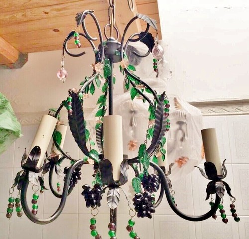 Lampadario ferro con tralci - lampadario,