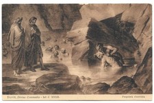 Antica Cartolina ILLUSTRATA, DANTE DIVINA COMMEDIA, INFERNO C.XXXII