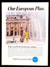 Pubblicità Pan Am Airlines originale 1967 stampa d'epoca Piazza San Pietro di Roma