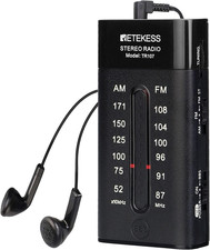 TR107 Radiolina Portatile Con Cuffie, Radio Transistor AM FM, Stereo, Mega BASS,