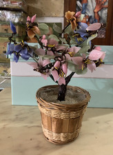 BONSAI VETRO PIANTA FINTA DECORATIVA ALBERO FOGLIE 29 CM