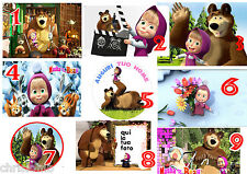 Cialda MASHA E L ORSO Decorazione Torta Ostia o Zucchero con foto dedica