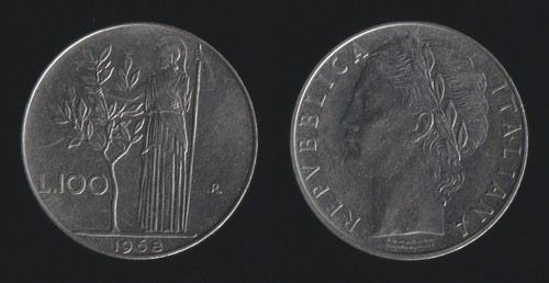 100 lire 1968 - 1968, italia