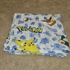 Vintage 1998 Pokémon Bed Sheet Flat Top Twin Size Nintendo USA 65" X 90"