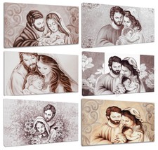 Quadri Moderni Capezzali Sacra Famiglia cm.100x50 Marrone Stampa Tela Casa Arte