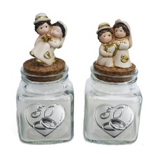 34140 Bomboniere Barattolo Vetro Coppia Sposi Nozze Matrimonio Anniversario