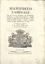 Manifesto - Cambio nuove Monete di Genova (Scudi e Crosassi) - Torino 1792
