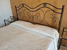 Testata letto in ferro battuto matrimoniale Laura nero decorato oro 