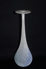 VASO SOLIFLEUR VETRO SABBIATO VERDE BIANCO E BLU ALTO 30cm.