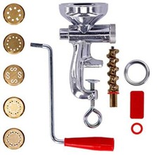 Torchio per Pasta Fresca con Ghiera in Alluminio e 5 Trafile in Ottone | (t6T)