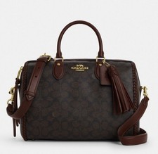 Borsa Coach CCE36 Rowan grande nuova con etichetta firmata con frange noce/acero🤎