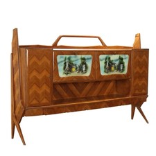 Mobile Credenza Vintage Impiallacciato Noce Vetro Anni 50-60