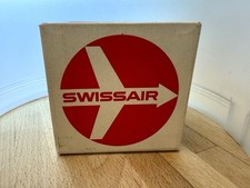 Vintage 1950’s 1960’s SWISSAIR Desk Box Pen Holder Clock On Box