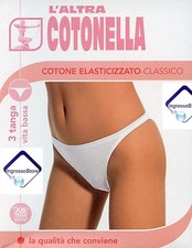 3 SLIP TANGA DONNA COTONELLA COTONE ELASTICIZZATO 3161 MUTANDINE MUTANDE INTIMO