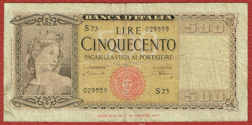 Banca italia 1947 500 - banca,