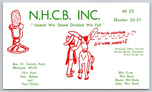 Scheda qsl radio cb - n.h.c.b.,